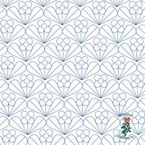 Deco Flower Digital Edge-to-Edge Quilting Pattern for Longarm Quilting