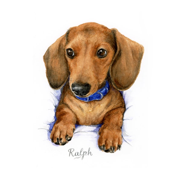 Custom Dachshund portraits-Hand painted watercolour Dachshund/Teckel/Doxie/Dackel-Custom Original dachshund art-Personalised dachshund art