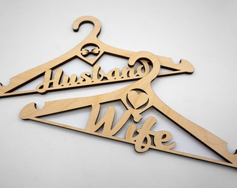 Wooden Wife and Husband Home Decor Hangers | Big Size | Gift for Married Couples | Wedding Gift | Set of 2