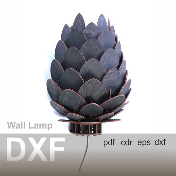 Template for Laser Cut Wooden Lampshade | Wall Lamp Vector File | DXF pdf eps cdr + Instructions | Pine Cone Light | Pineapple Lamp | BRA