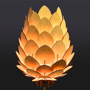 Lampenschirm aus Holz | Tannenzapfen Lampe | Ananasleuchte | Laser Cut DIY Lampenschirm Dekorative Beleuchtung | Holzleuchte | Hängelampe mit Kabel