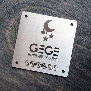 Gepersonaliseerde ambachtelijke metalen tag | Aangepaste gravure | Productlabels van roestvrij staal | Gegraveerd metalen bordje | Aangepast logoteken | 3 maten