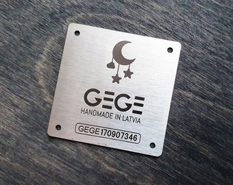 Gepersonaliseerde ambachtelijke metalen tag | Aangepaste gravure | Productlabels van roestvrij staal | Gegraveerd metalen bordje | Aangepast logoteken | 3 maten