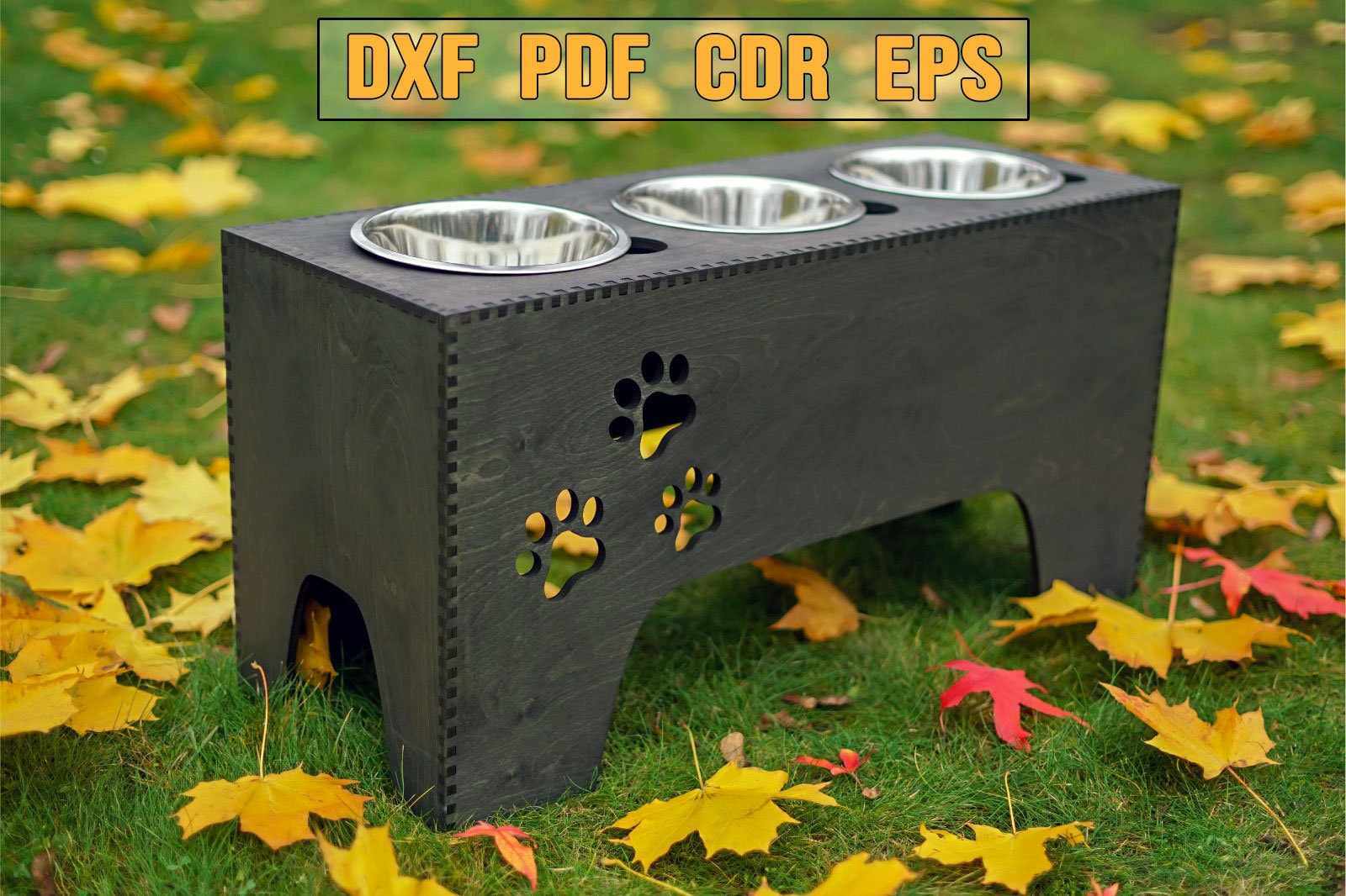 Dog Bowl Stand Template Vector File for Laser Cut Wooden Dog Feeder DIY