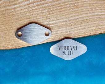 Personalized Craft Metal Mini Tag | Custom Engraving | Stainless Steel Product Tags | Engraved Metallic Label | Customized Logo | Small Size