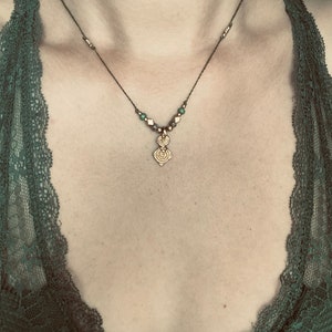 Macrame necklace boho ethno hippie necklace jewelry braided choker beads gold