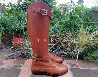 Handmade Pure Leather Tall Riding Boots | Equestrian Riding Boots | Knee High Leather Polo Boots | Tall English Style Riding Boots.