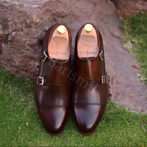Brown double monk strap shoe Etsy Belgie