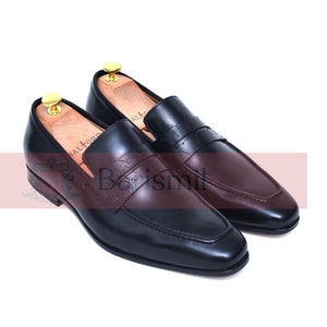 JOSEPHT Shanghai Black Leather Penny Loafers Classic Dress