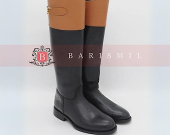 Custom Uniform Riding Boots | Leather Knee High Boots| Handmade Tall Polo Boots | Personalized Cosplay & Horse-Riding Gear