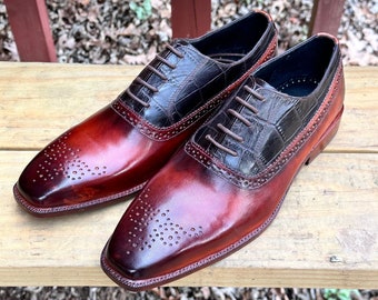Handgemaakte oxbloodleren oxfordschoenen: Goodyear welted geklede herenschoenen