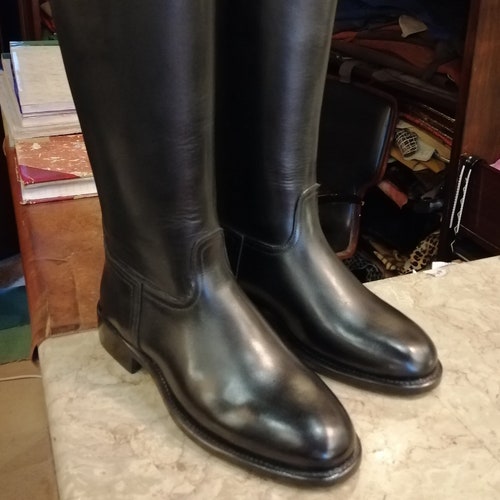 Men's Handmade Tall Leather Riding Boots Custom Leather Etsy