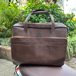 Men Handmade Leather Messenger Bag - Brown Leather Crossbody Laptop Bag - Men&#39;s Office Bag Shoulder Bag - Messenger Bag - Work Bag.
