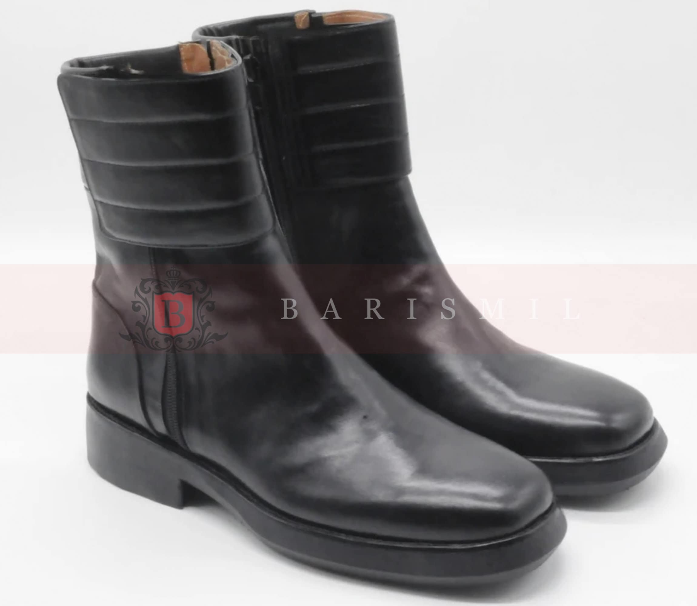 Handmade Black Leather Cosplay Costume Boots | Leather Halloween Boots | Custom Western Boots for Men & Women | Handmade Combat Boots.