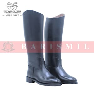 Handmade Black Leather Riding Boots: Custom Equestrian Horseback Boots