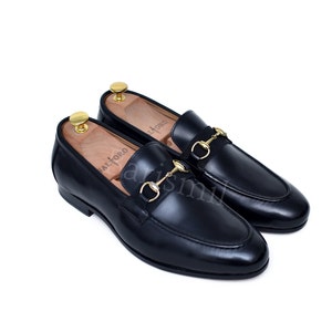 Black Leather Loafers for Men | Men Horse Bit Formal Loafers | Formal Men Dress Shoes | Perfect Gift for Him | Handmade Men Shoes.