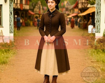 Handgemachte Viktorianische Schnürstiefel aus braunem Leder, Historische Cosplay Stiefel