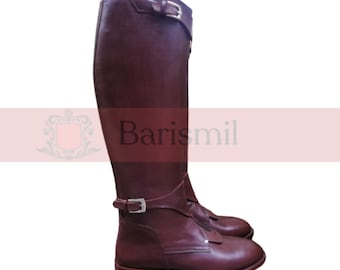 Handmade Brown Leather Riding Boots: Equestrian Knee-High Polo Boots