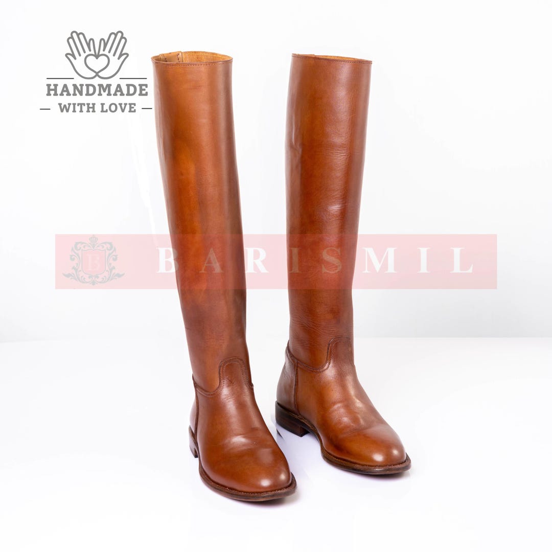 Handmade Brown Leather Equestrian Riding Boots: Made to Measure ...