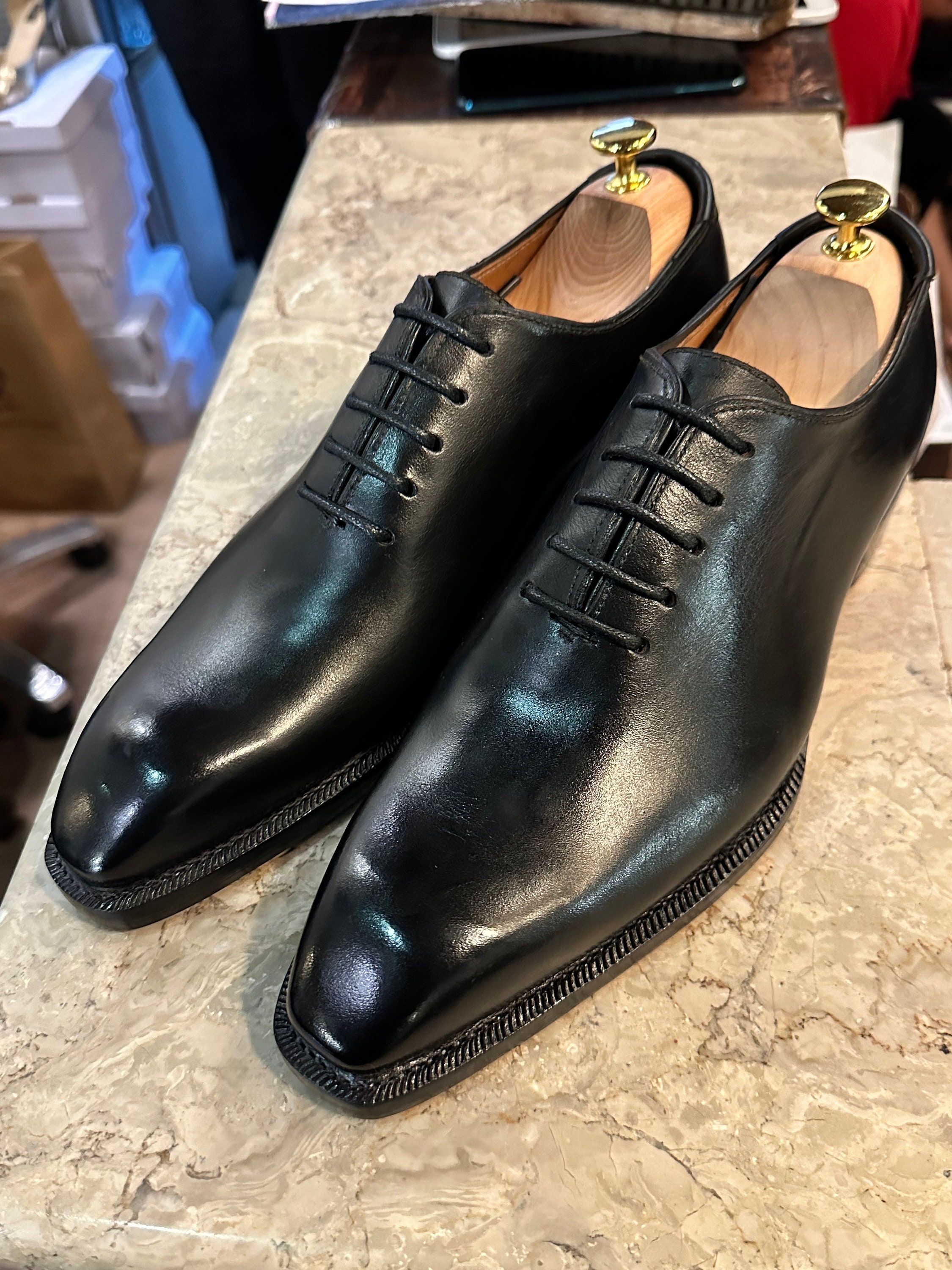 GENUINE GOODYEAR WELTS OXFORDS HANDMADE BLACK LEATHER NWT SZ 10.5 Goodyear Welted Black Patent Leather Cap-Toe Oxfords – Kozasko main image 3