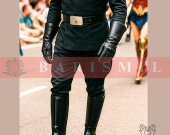 Handmade Black Leather German Officer Boots: Custom Tall Riding Parade & Cosplay Boots