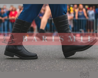Handmade Black Leather Cosplay Boots: Sci-Fi Costume, Convention Wear