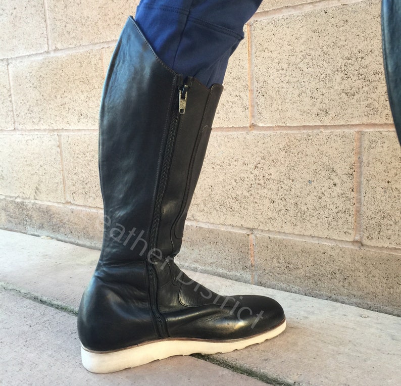 Handmade Tall Leather Uniform Boots Halloween Costume Boots Etsy Canada