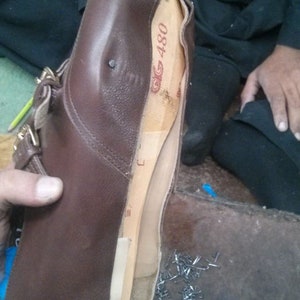 handmade shoes in making at barismil workshop