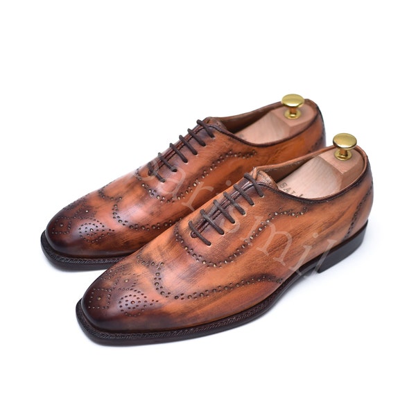 Men's Leather Shoes | Handmade Formal Shoes | Goodyear Welted Whole Cut Oxford Shoes | Gift for Him | Hand Welted Shoes.