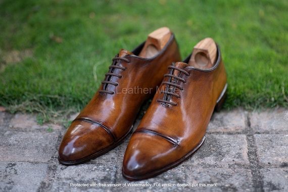 Handmade Brown Leather Formal Shoes Men Brown Leather Oxford -  Finland