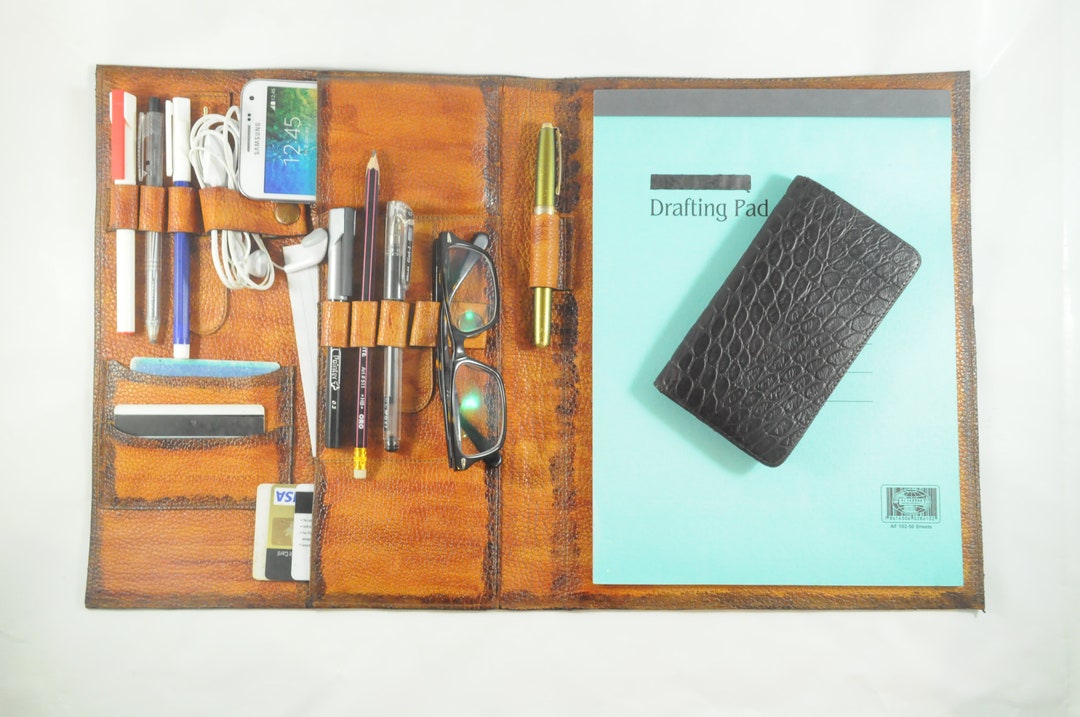 Handmade Leather Notepad Portfolio: Custom Writing Pad Folio - Etsy