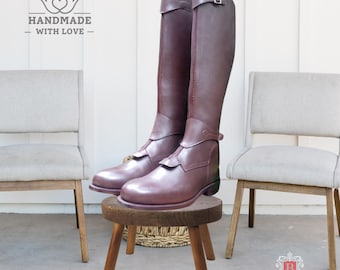 Handmade Leather Equestrian Riding Boots: Custom-Made Knee-High Polo Boots