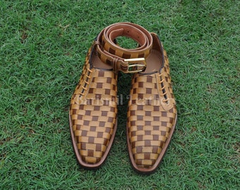 Handcrafted Woven Leather Oxford Shoes with Matching Belt