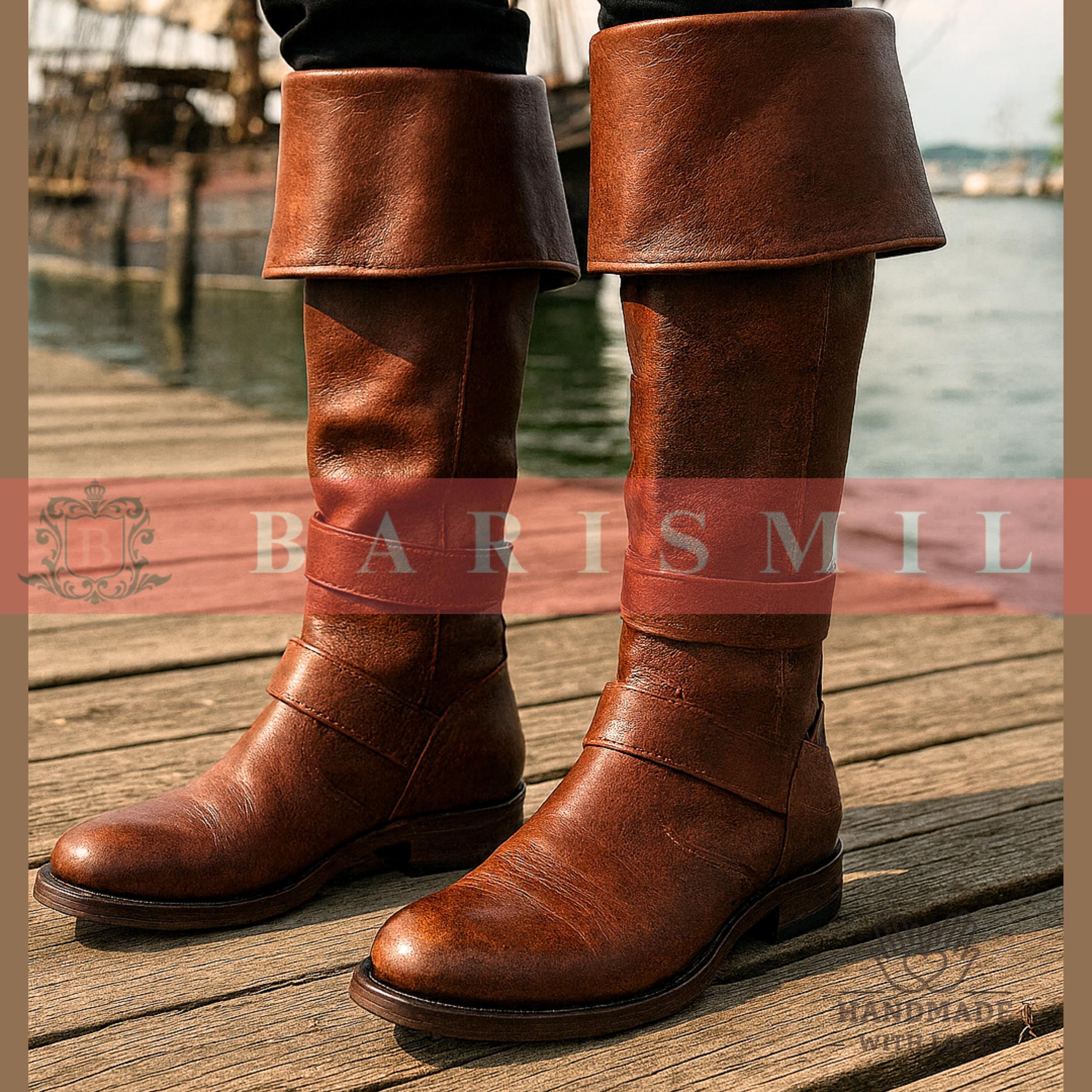 thumbnail interactive-video image 1 of ACE SHOCK Medieval Pirate Boots - Renaissance Cosplay & Halloween Costume Footwear For Men 1 of 6