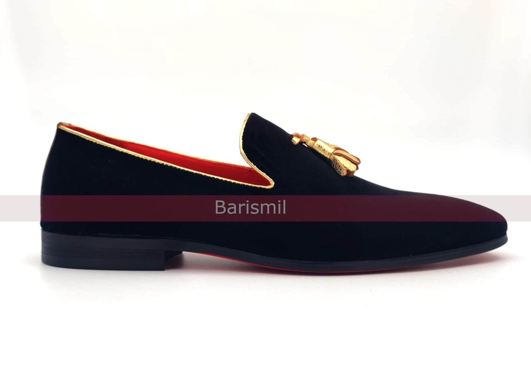 Mens Lolu London Velvet Black/Gold Cap Toe Loafers. Size 14. Nice Shoes!!! Handcrafted Men main image 2