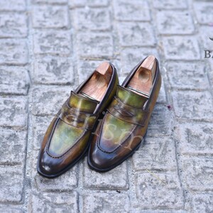 handmade leather men's dress loafers shoes