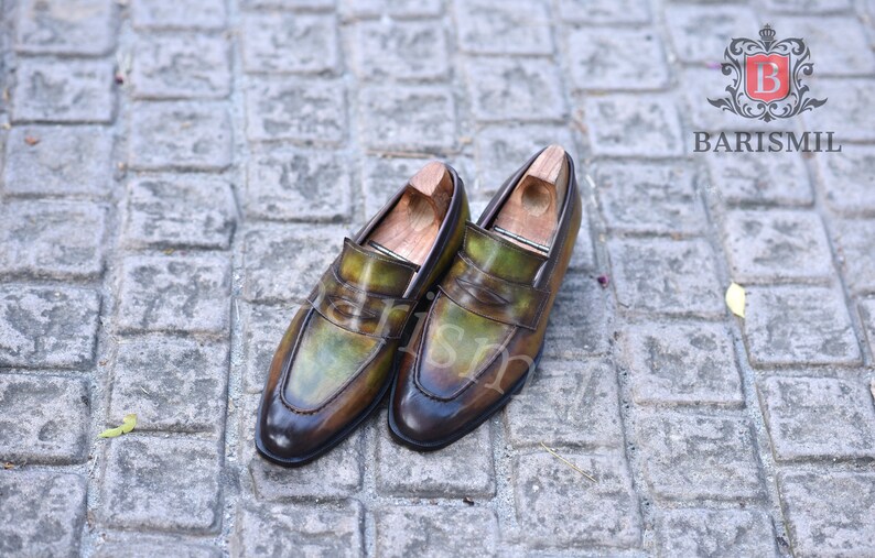 handmade leather men's dress loafers shoes