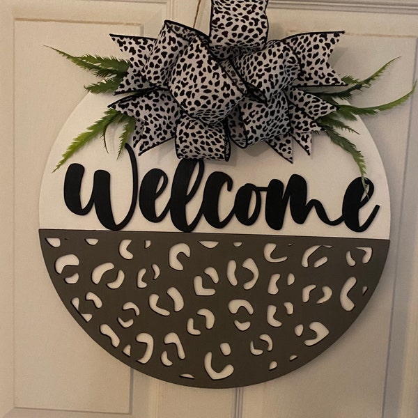 Welcome Cheetah Door Sign - Etsy