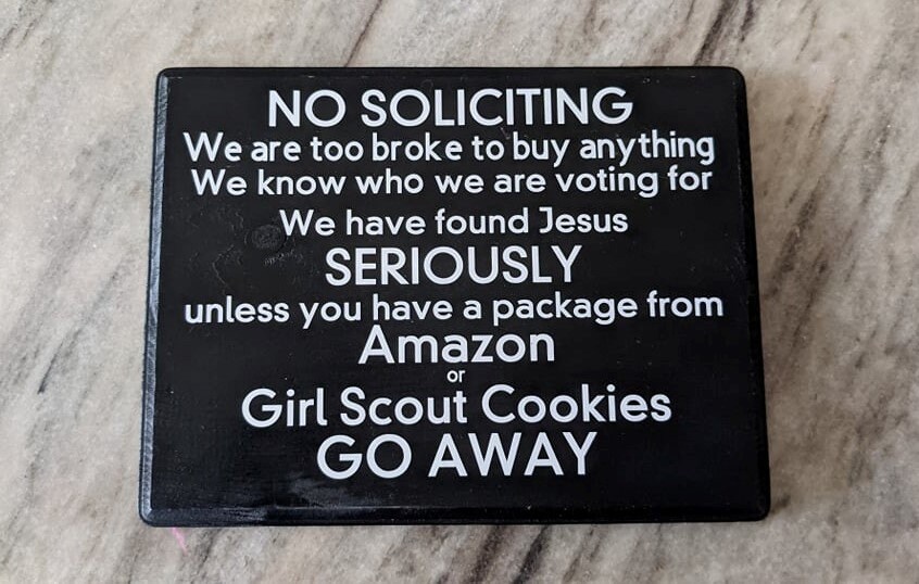 No Soliciting Sign Girl Scout Cookies Amazon Prime Funny Etsy