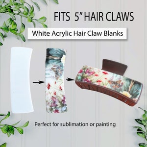 Sublimation Hair Claw Clips Blanks White Acrylic Large - Fits 5” Hair Claw Clip Hair Accessories