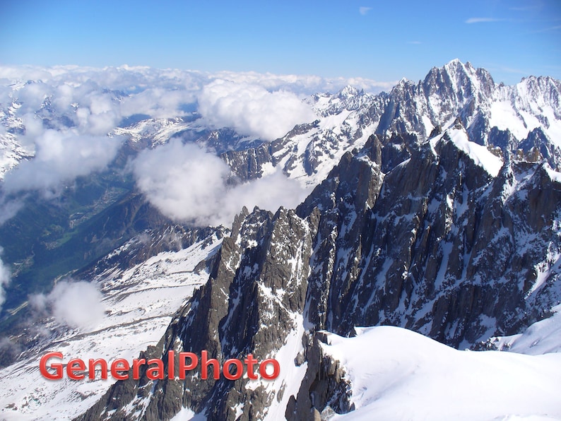 MONT BLANC vintage photo poster BEAUTIFUL SNOW-CAPPED PEAKS IN ALPS 24X36