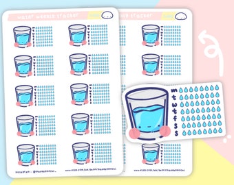 Daily Water Hydration Weekly Tracker Planner Stickers - Functional Tracker Sheet , Hydration Reminders , Healthy Habits