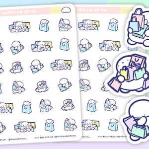Shopping Spree Planner Stickers - Online winkelen, Retail Verlanglijst Tracker, Winkelherinneringen, Verkoopwaarschuwingen, Budgetplanning
