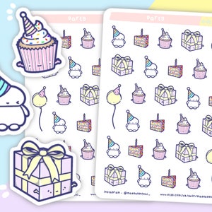 Adesivos para planejador de comemoração de festa de aniversário - decoração festiva, planejamento de festa, lembretes de aniversário