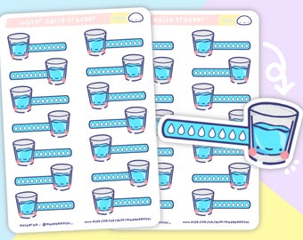 Daily Water Hydration Tracker Sticker - Healthy Habit Formation Stickers, Hydration Reminders, Wellness stickers, Health and Fitness Planner