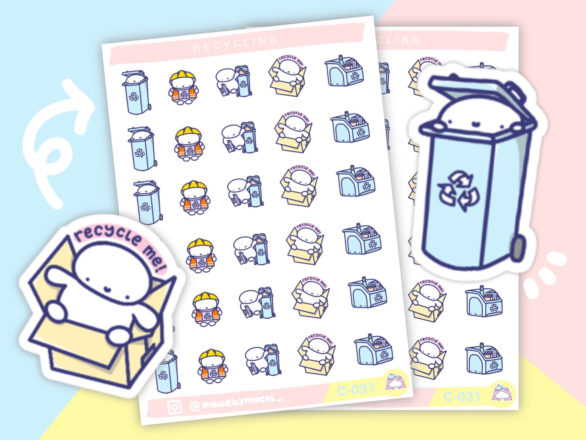 Functional Recycling Bin Tracker Reminder Hobo Weeks Planner Etsy