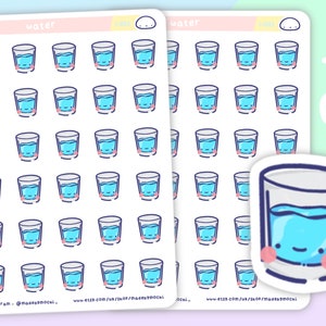 Water Planner Stickers - Doelen voor waterinname, Gezonde gewoonte, Dring Water Goals, Hydratatie Tracker, Waterverbruik, Waterherinneringen