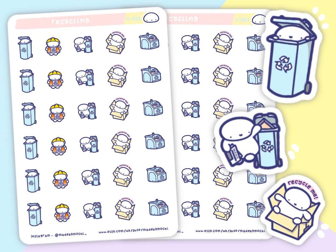 Recycling Bin Tracker Planner Sticker Ecofriendly Waste Etsy Australia