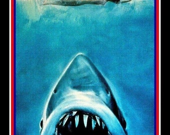 Calcomanía de vinilo de 4.5" de JAWS. Calcomanía clásica del monstruo de la película para auto, laptop o vaso.