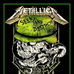 4.25" Metallica Seek and Destroy vinyl sticker. Heavy Metal decal for car, guitar, skateboard etc.